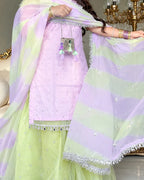 Garden of Grace chiffon dupatta with silver lace border detailing